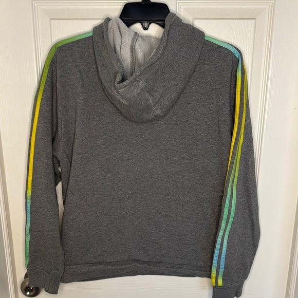 Boys Adidas Gray Hoodie Sweatshirt with Colored Stripes - Picture 5 of 5